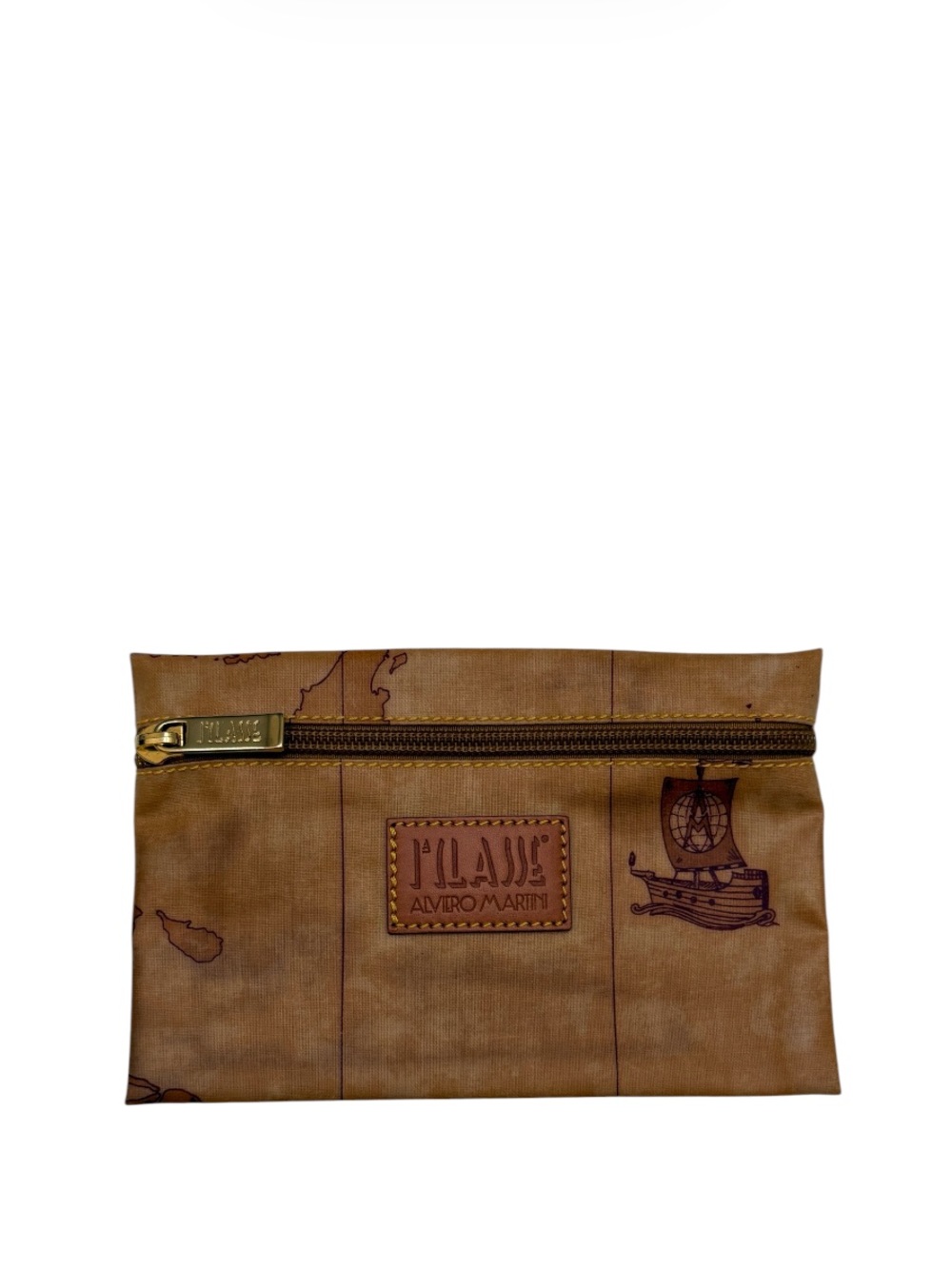 ALVIERO MARTINI - PRIMA CLASSE BROWN TAN NYLON ZIP POUCH TOILETRY BAG